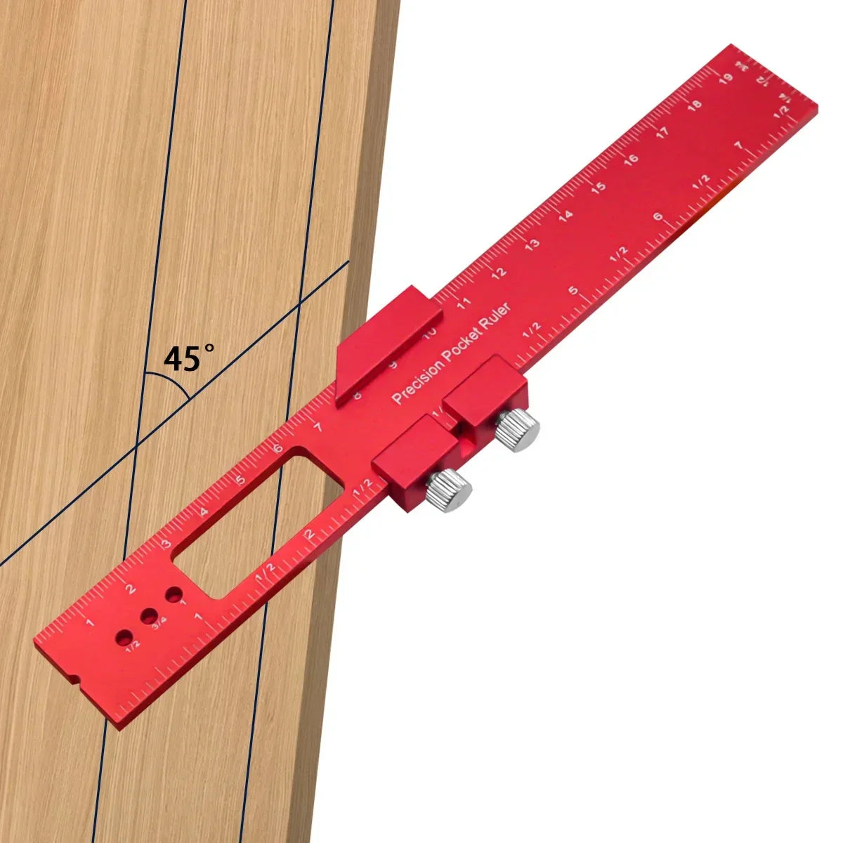 Aluminum Precision Pocket Ruler T-Track Slide Stop Inch & Metric