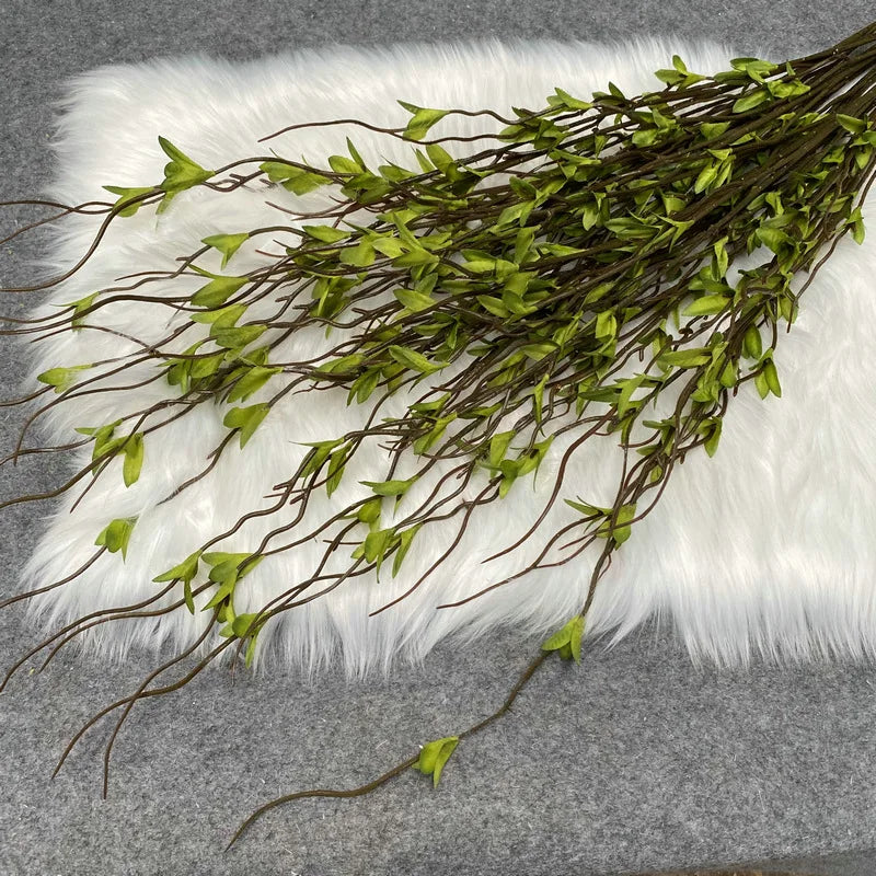 112cm Silk Dragon Whisker Leaf Artificial Branch | Green Décor