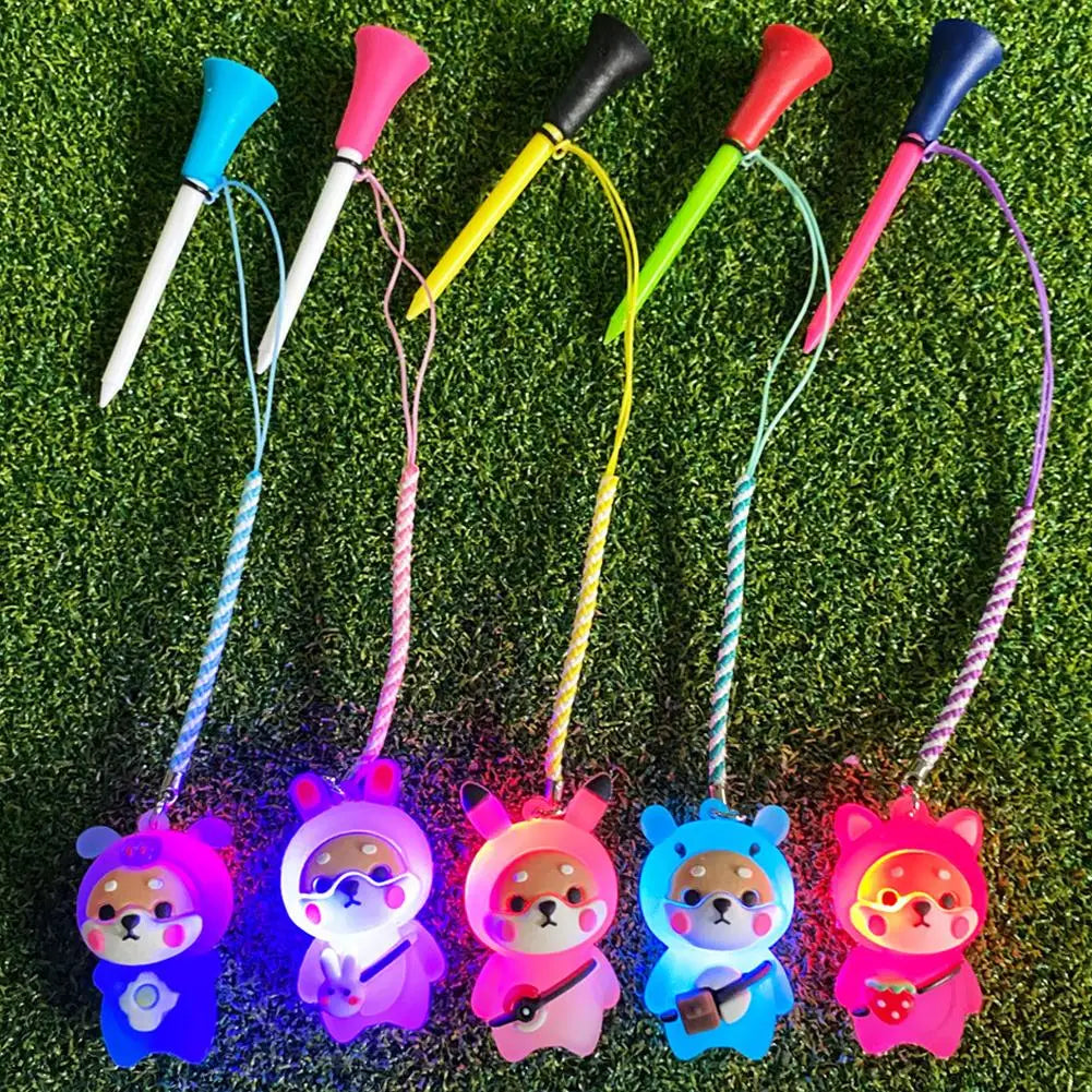Cute Shiba Inu Flashing Rubber Golf Tee with Braided Rope