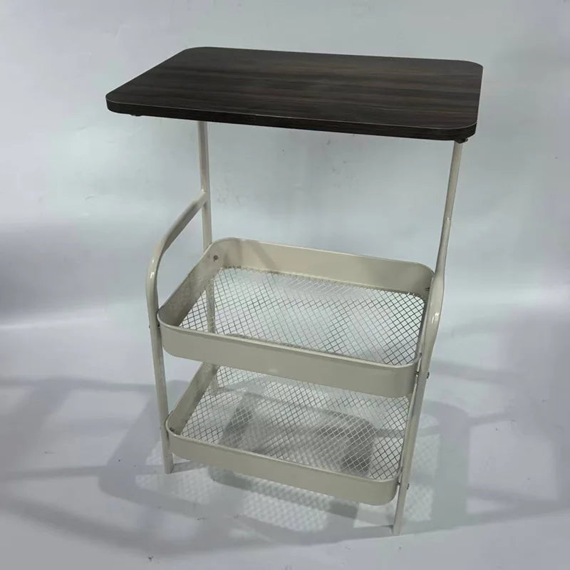 Space Saving Portable Slim Mobile Double Layer Rolling 2 Tier Tea Cart Side Table For Living Room Bedroom Kitchen Office Peaceful Pleasures Health and Wellness 3 Layers White Black