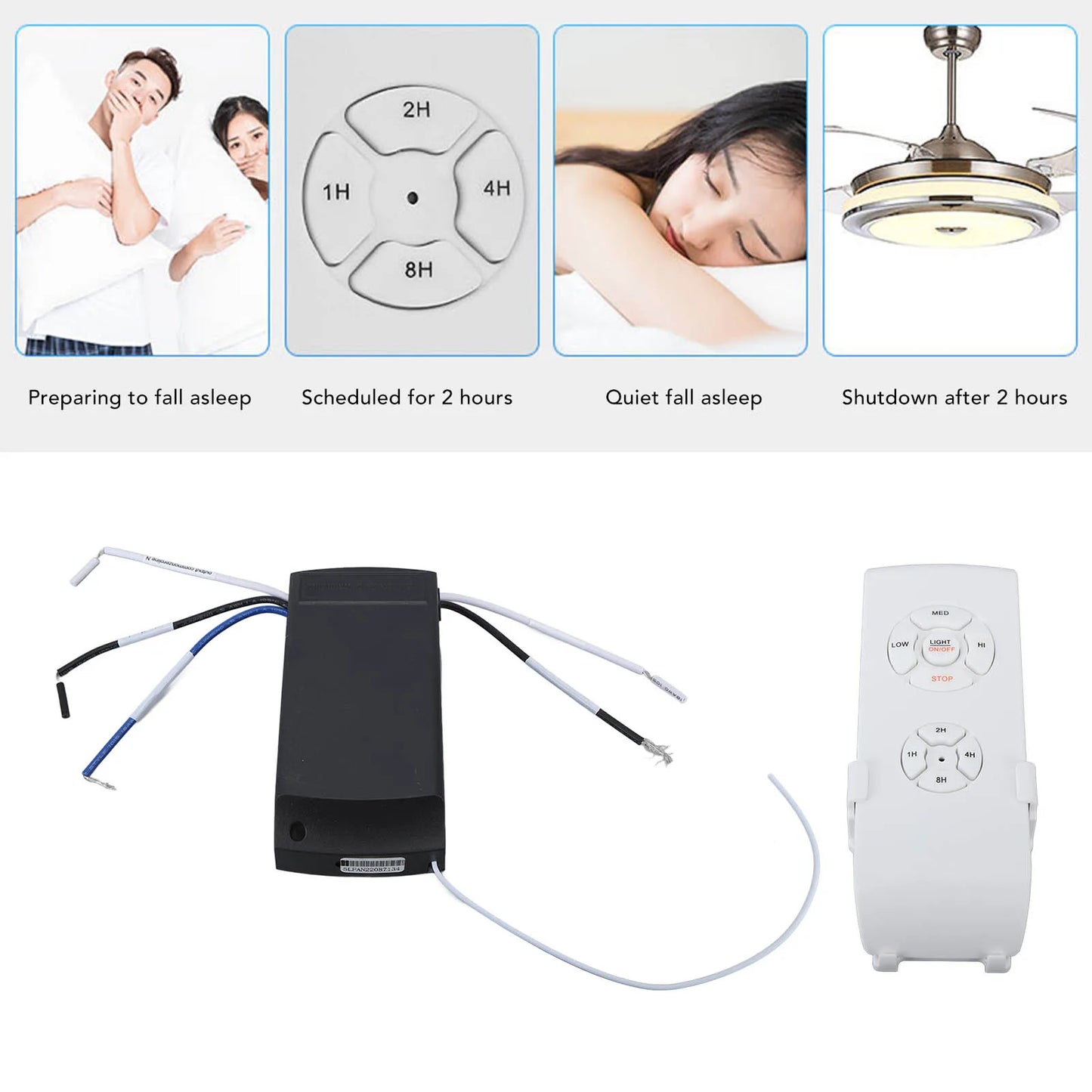 Ceiling Fan Lamp Remote Control Kit 85‑240V Anti Drop Timing Function English Version Ceiling Fan Remote Control Kit for House Peaceful Pleasures Health and Wellness