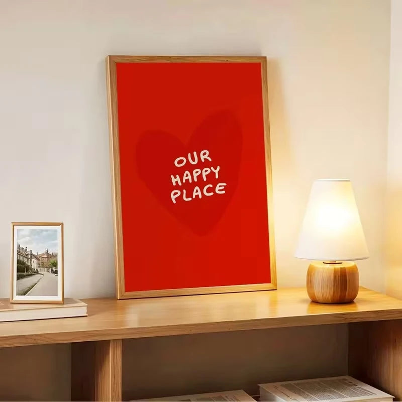 Happy Place Heart Canvas Wall Art Print | Home Decor Poster
