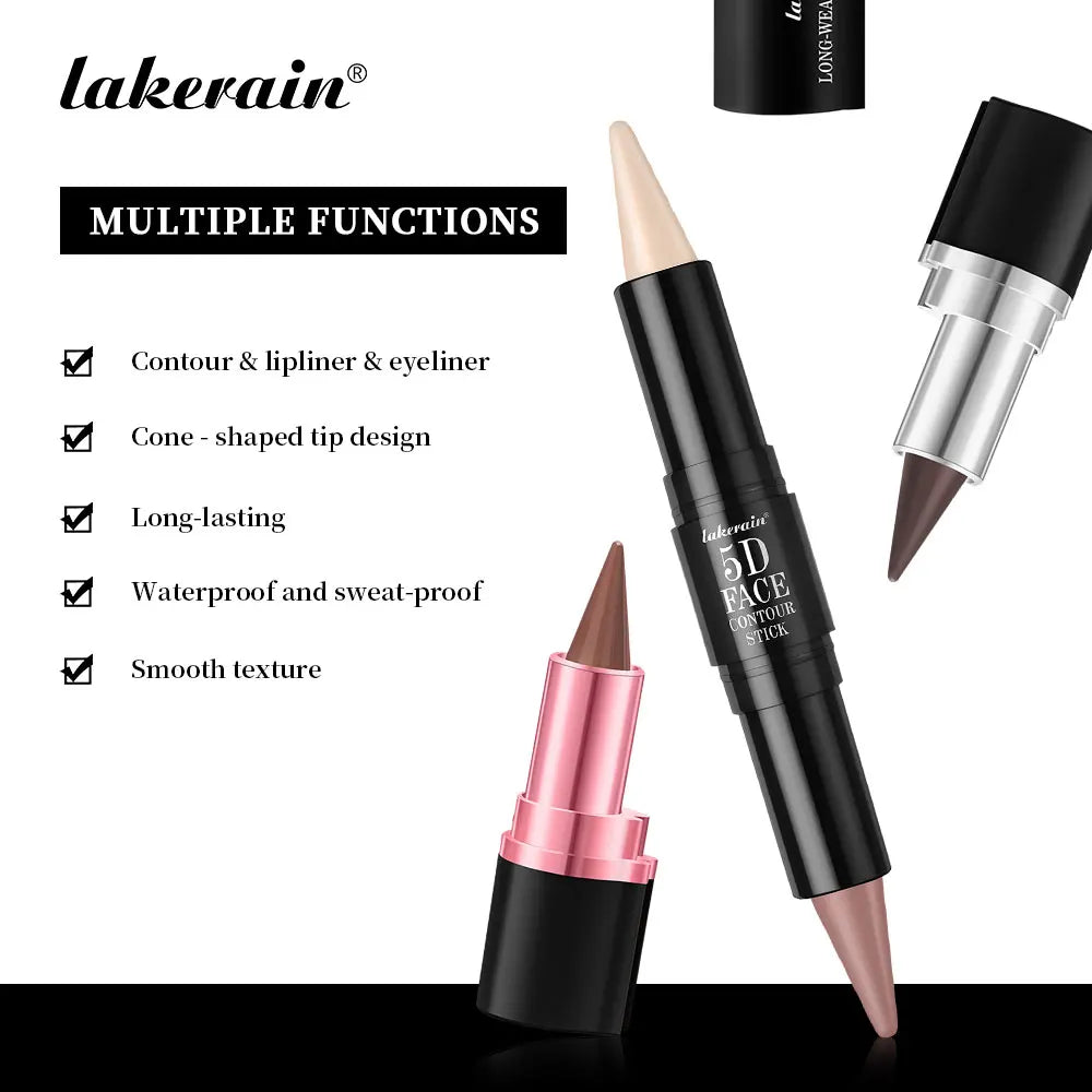 5D Perfect Makeup Set With Contouring Stick Eyeliner And Lipstick Easy Coloring Sweat-proof Long Lasting Daily Makeup Set Peaceful Pleasures Health and Wellness
