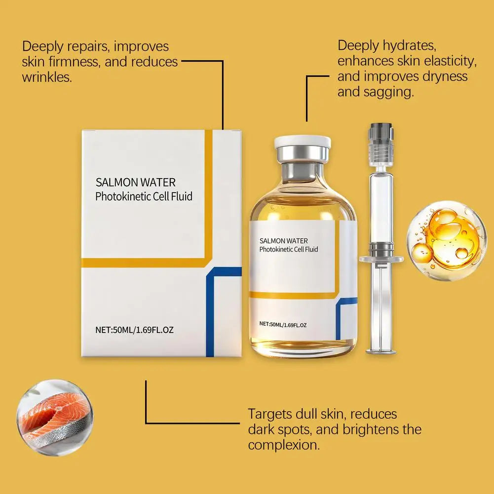 Korean Salmon Wrinkle Serum Skin Rejuvenation Essence, Strengthens Barrier Function, 24H Continuous Hydration Firming Skin Care Peaceful Pleasures Health and Wellness