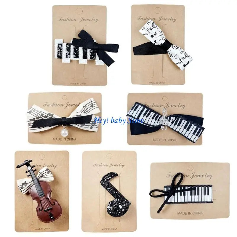 Music Note Hair Clips for Girls – Piano & Violin Barrettes