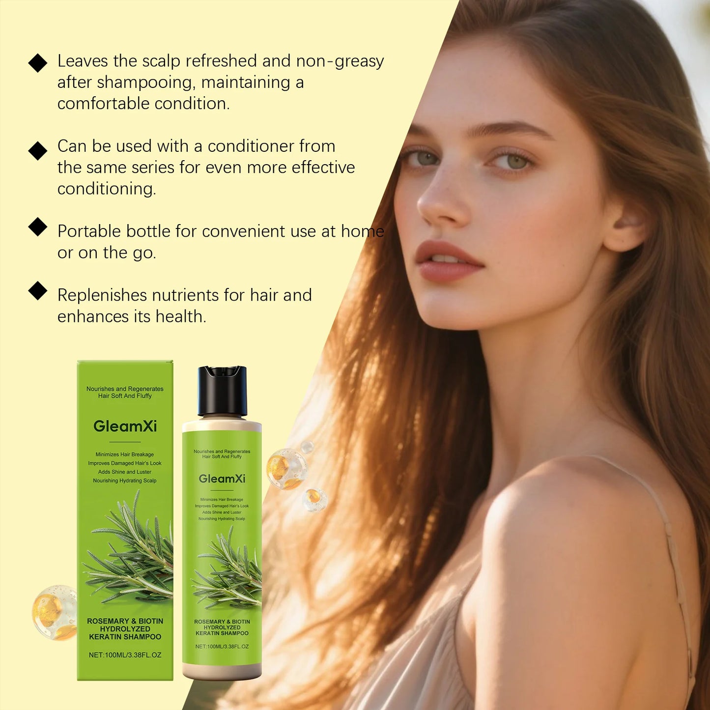 Gleamxi Rosemary Shampoo | Anti Hair Loss & Oil Control 100ml