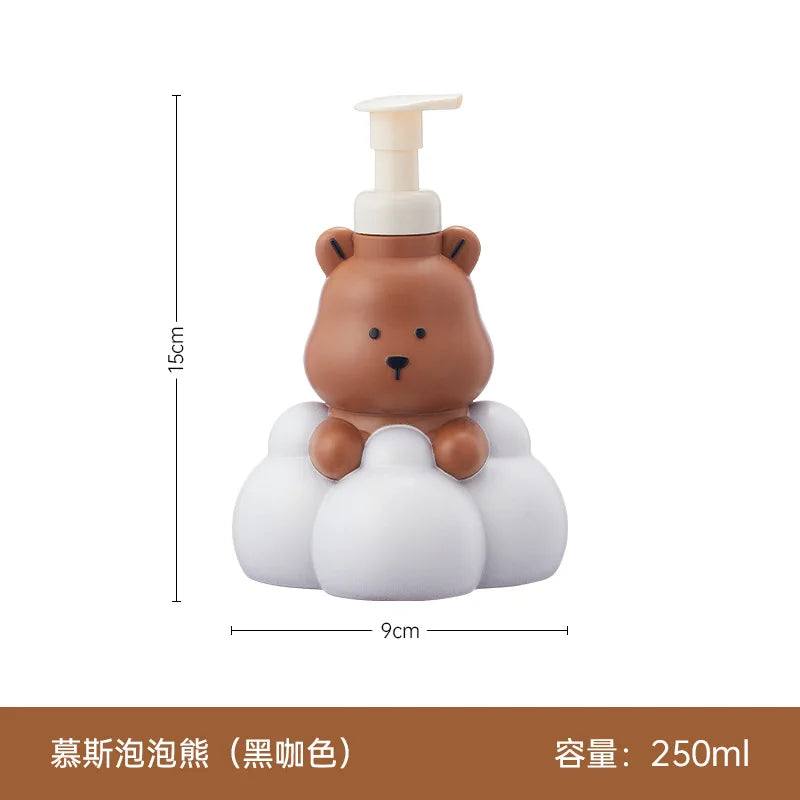 New Cartoon Cloud Bear Foam Bottle Cute Cartoon Hand Wash Pump Shampoo Cleanser Foaming Mousse Dispenser Bathroom Bathing Bottle Peaceful Pleasures Health and Wellness 250ml
