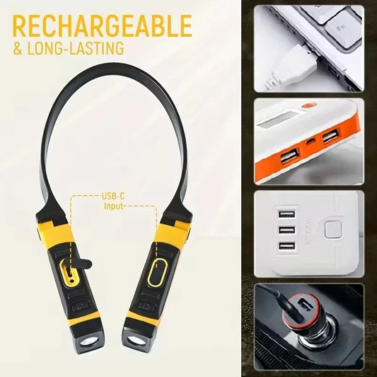 1 Pack Rechargeable LED Neck Reading Light Dual Brightness Levels Hands Free Lamp for Reading Knitting Camping Repair Work Light Peaceful Pleasures Health and Wellness