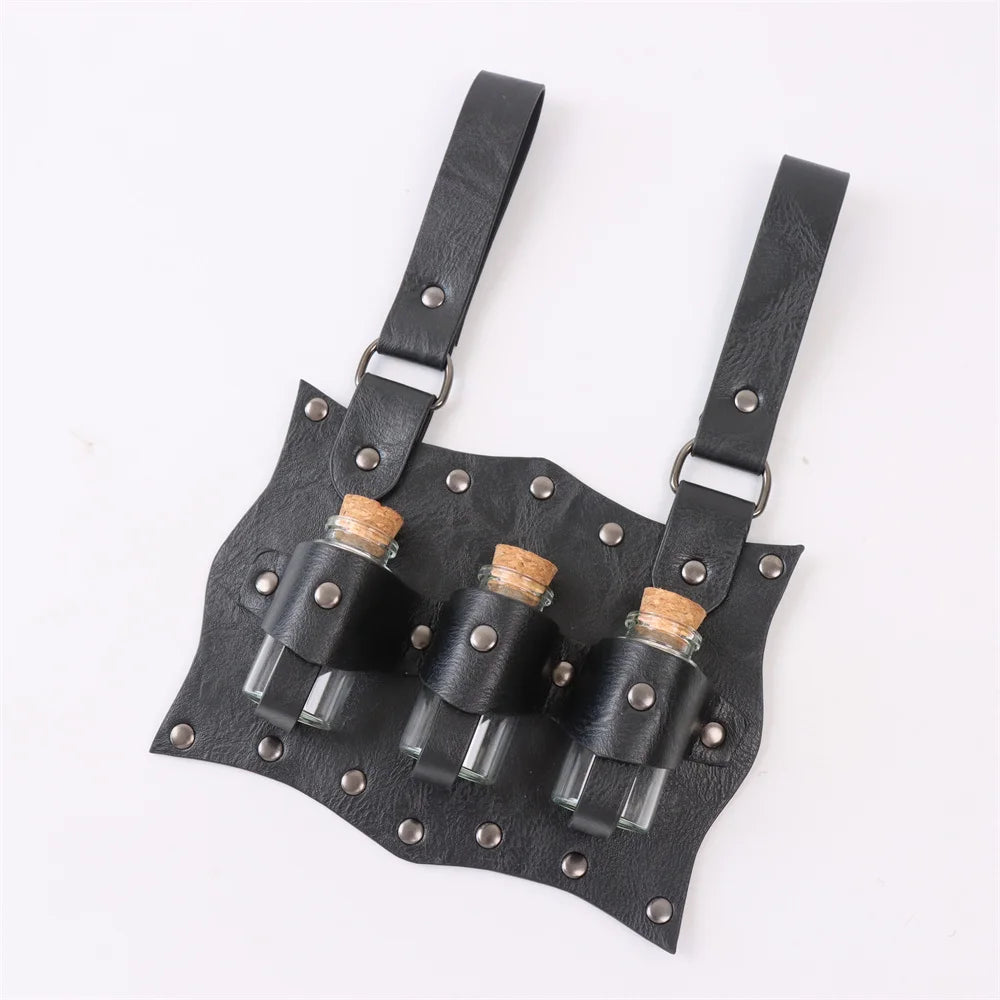 Medieval Belt Renaissance Punk Cork Dark Three Potions Glass Magic