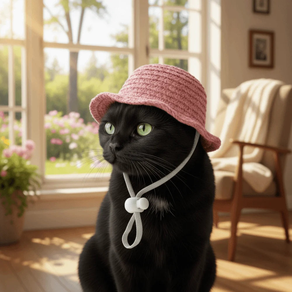 Adjustable Pet Straw Hat | Wide Brim Dog Sun Cap & Photo Prop