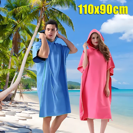 Microfiber Surf Poncho Hooded Changing Robe | Quick-Dry Beach Towel Surf Changing Robe Peaceful Pleasures Health and Wellness
