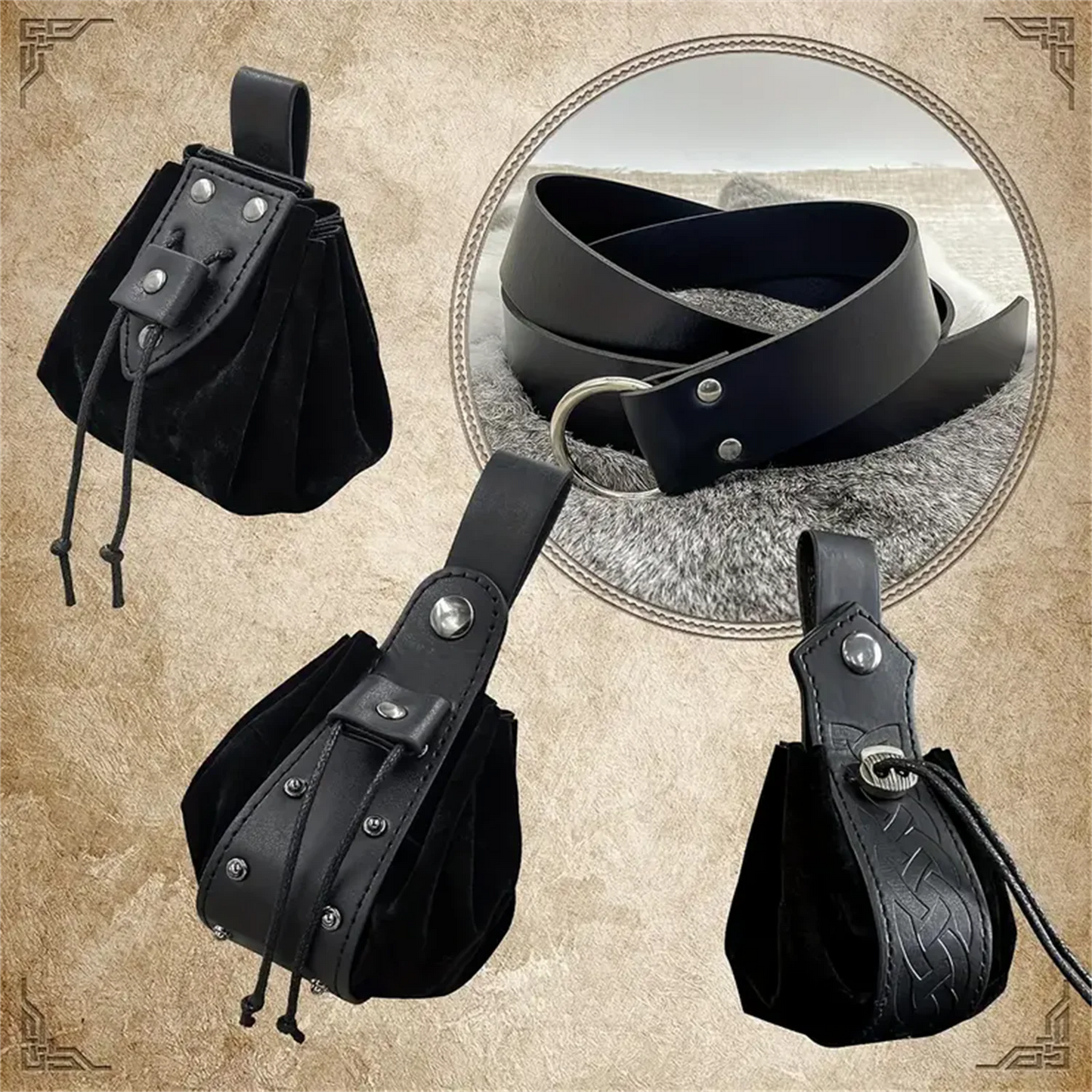 Medieval Retro Waist Bag Viking Hanging Belt Coin Purse Knight Fanny