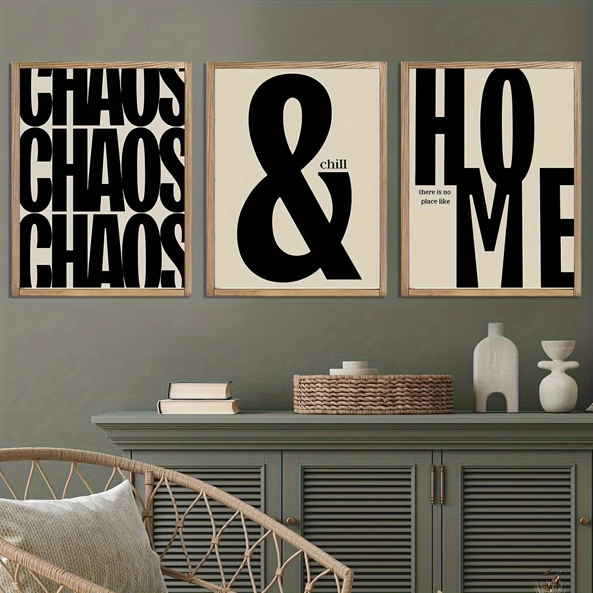 3-Piece Black & Beige Quote Canvas Wall Art | Modern Home Decor