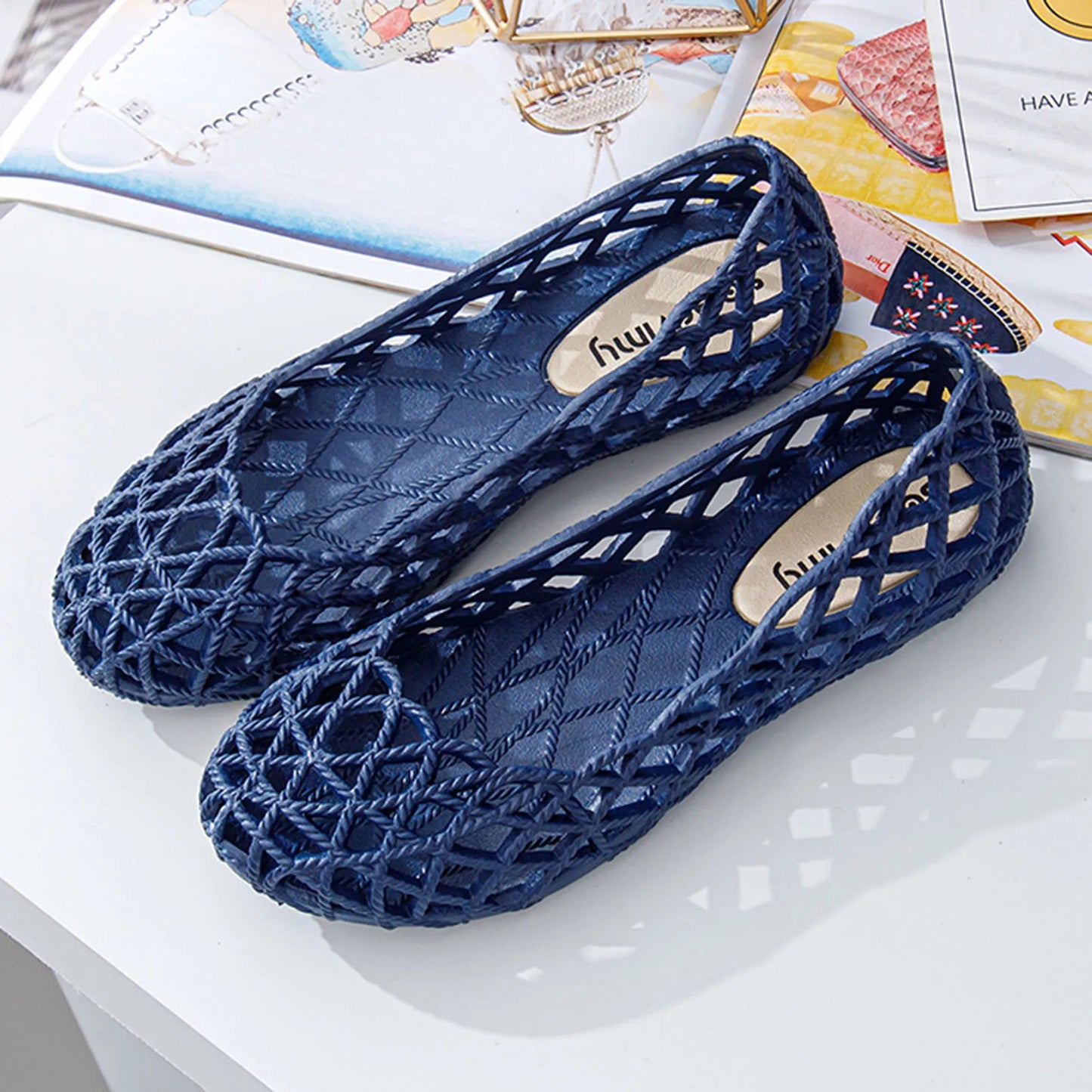 Women's Summer Casual Sandals Flat-Bottomed Comfortable Slip-On Shoes Gift for Christmas Birthday New Year Peaceful Pleasures Health and Wellness Blue 37