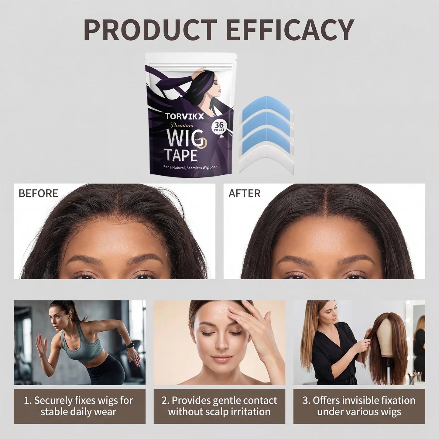 Invisible Strong Hold Wig Tape – 36 Pcs, No Residue