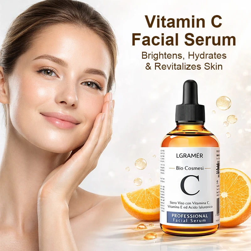 30ml/60ml Vitamin C Face Serum Lifting Firming Facial Fade Fine Lines Anti-aging Essence Moisturizing Brighten Nourish Skin Care Peaceful Pleasures Health and Wellness