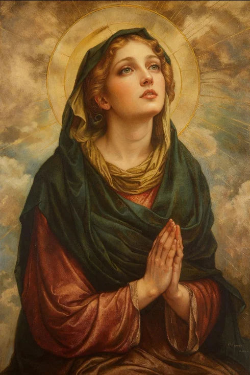 Sacred Heart Jesus & Virgin Mary Canvas Wall Art | Religious Print