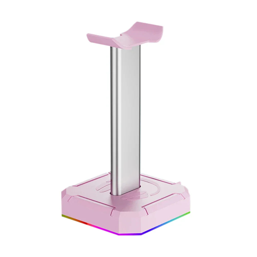 Aluminuim Alloy Universal Gamer Headset Hanger Detachable Design RGB Earphone Holder Desk Display Rack For PUBG Computer Gamer Peaceful Pleasures Health and Wellness Pink RGB