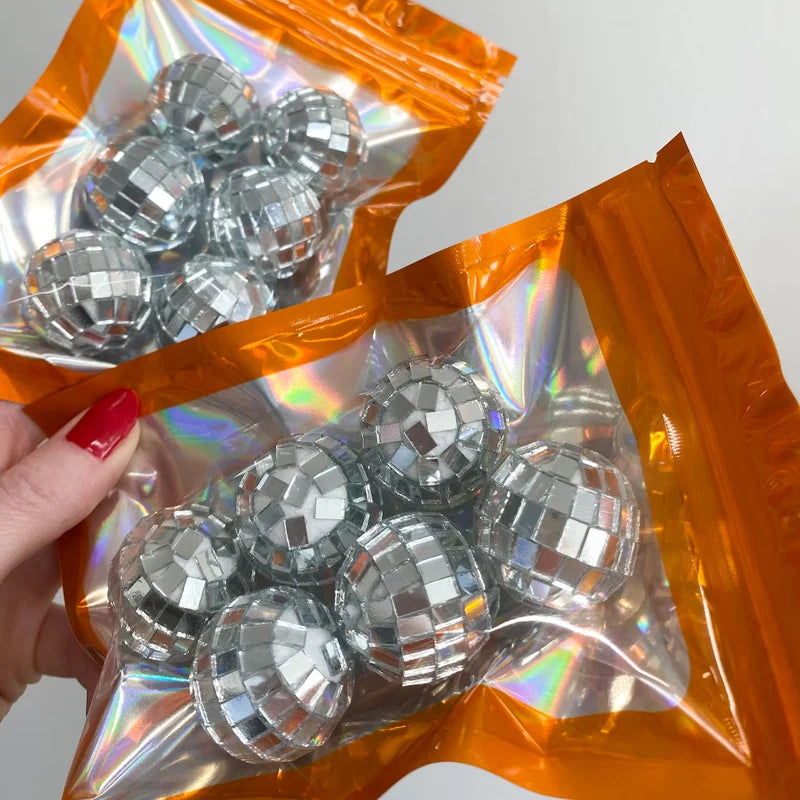 6-Pack Mini Disco Balls Silver Pink Glitter Party Decor