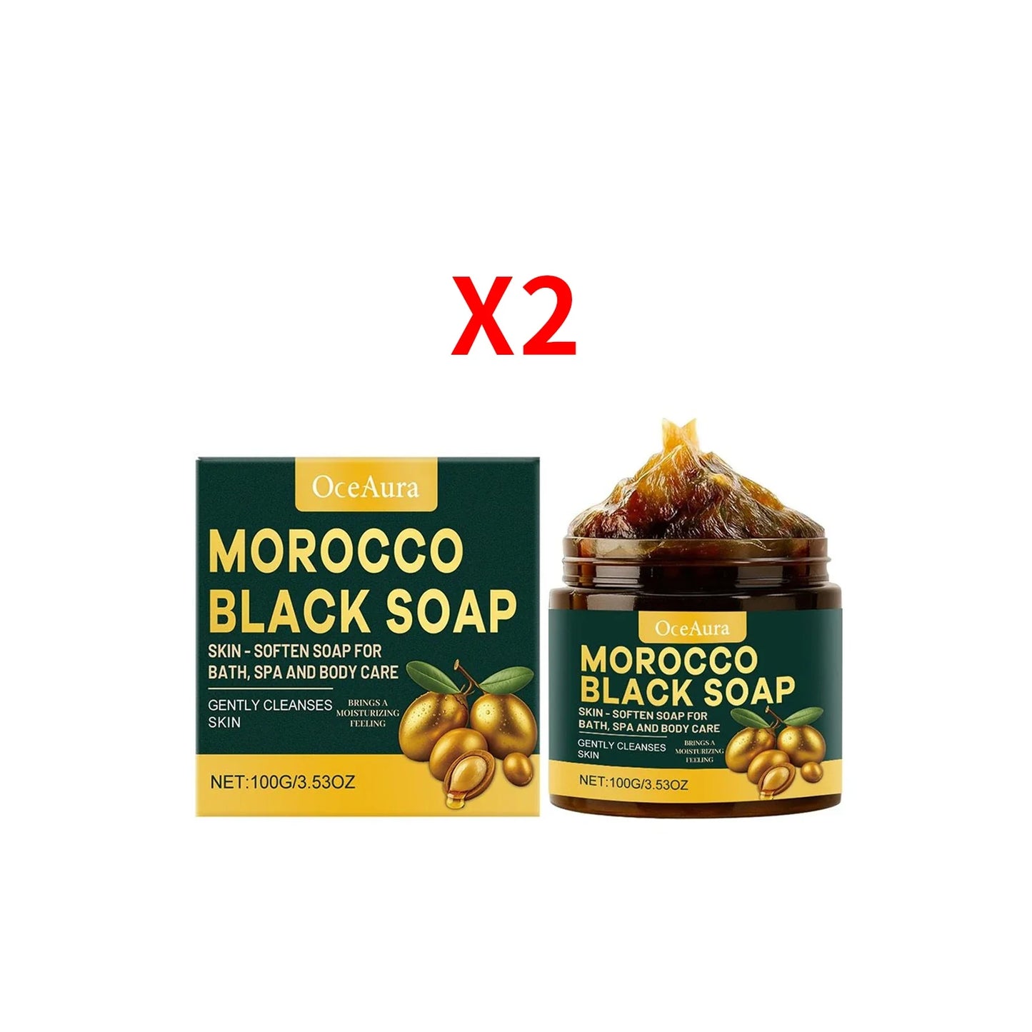 OceAura Moroccan Black Soap – Exfoliating Body Bar 100g
