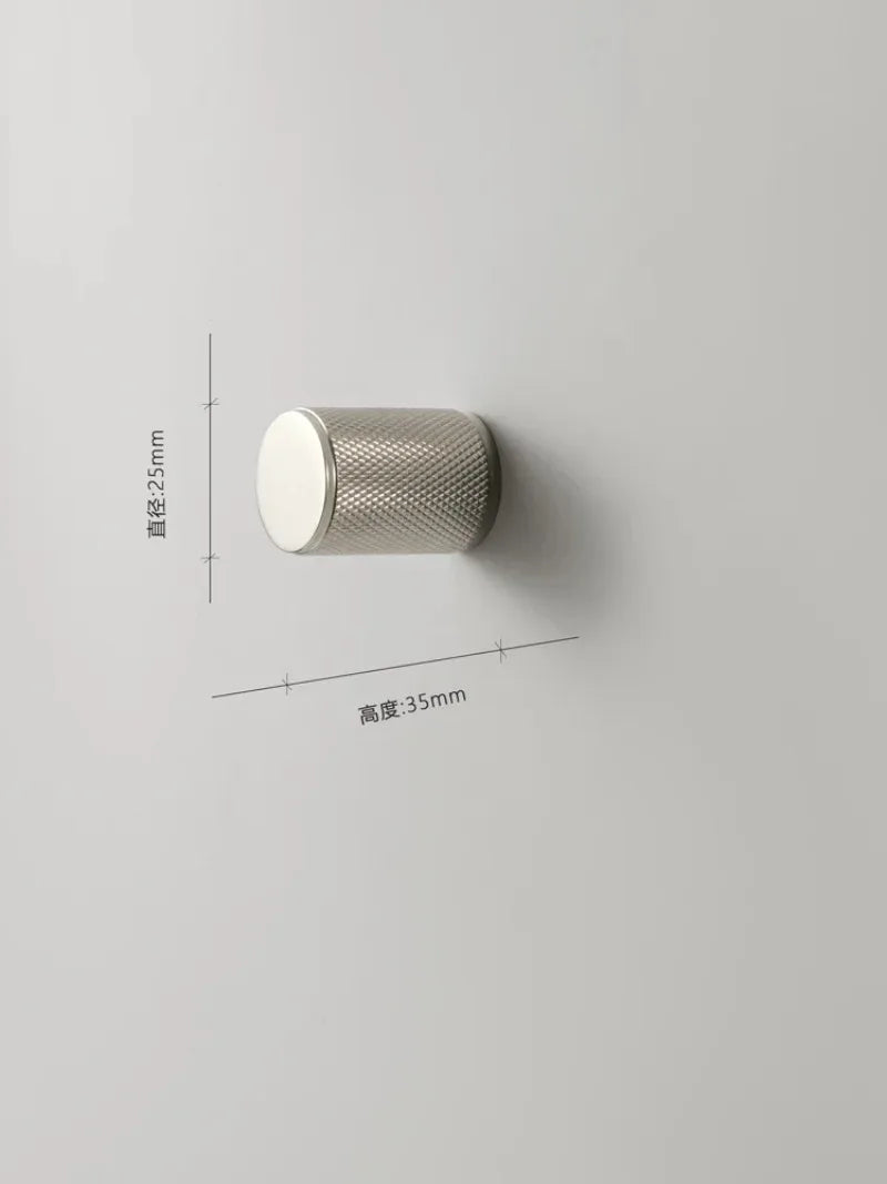 Titanium Silver Knurled Brass Cabinet Drawer Knob – Modern