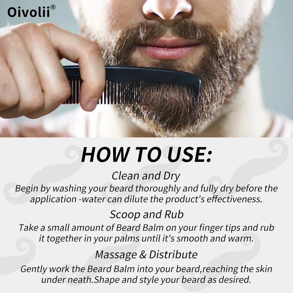 Beard Balm for Men – Argan, Jojoba & Coconut Oil Softener