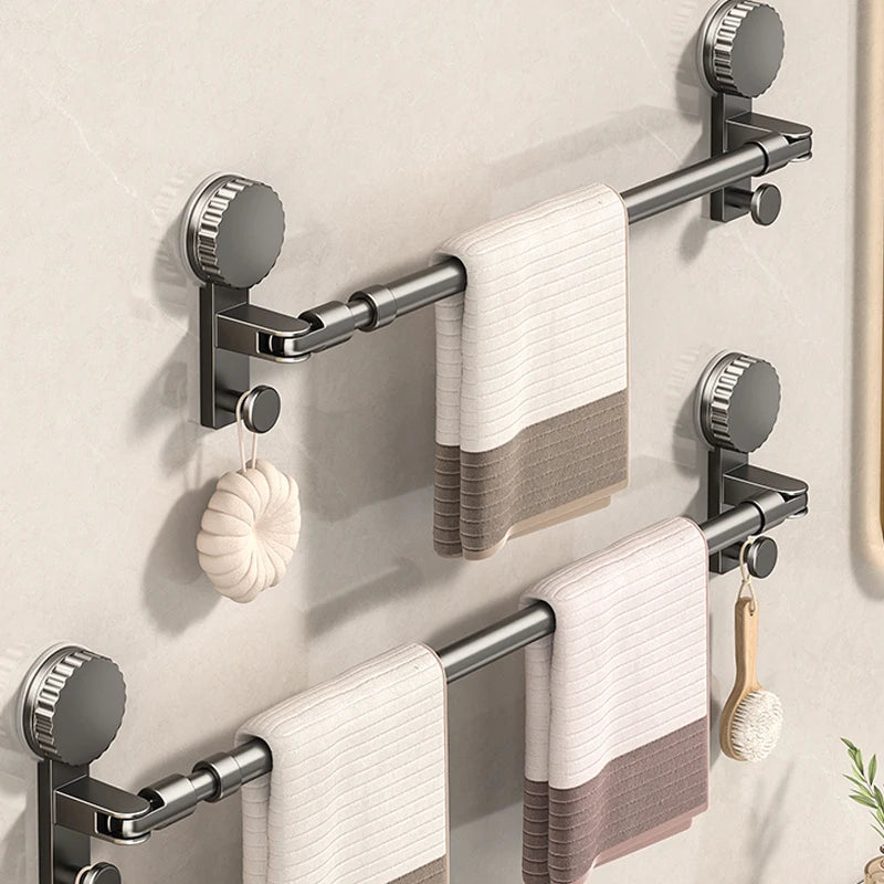 No-Drill Extendable Suction Towel Bar – Bathroom Shelf Rack