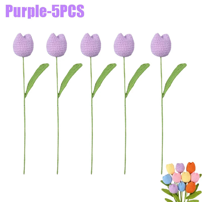 Handmade Crochet Tulip Single Stem Knitted Flower – Home Decor