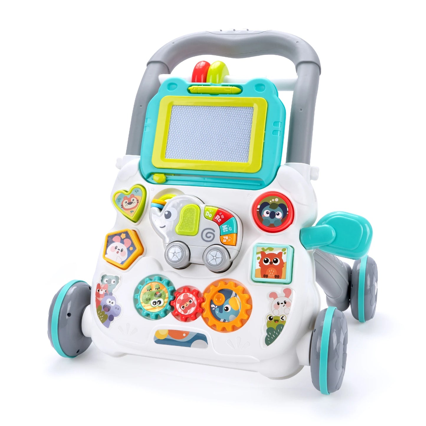 Baby Cartoon Push Walker Toys Music Drawing Board Multifunction