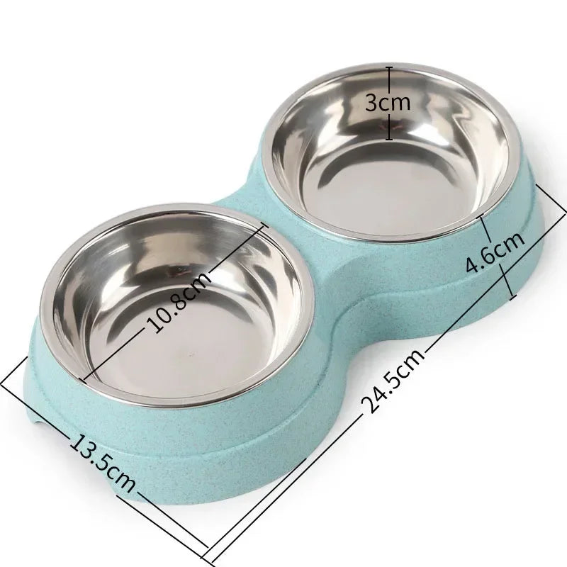 Double Stainless Steel Pet Bowls with Raised Stand | Dogs & Cats