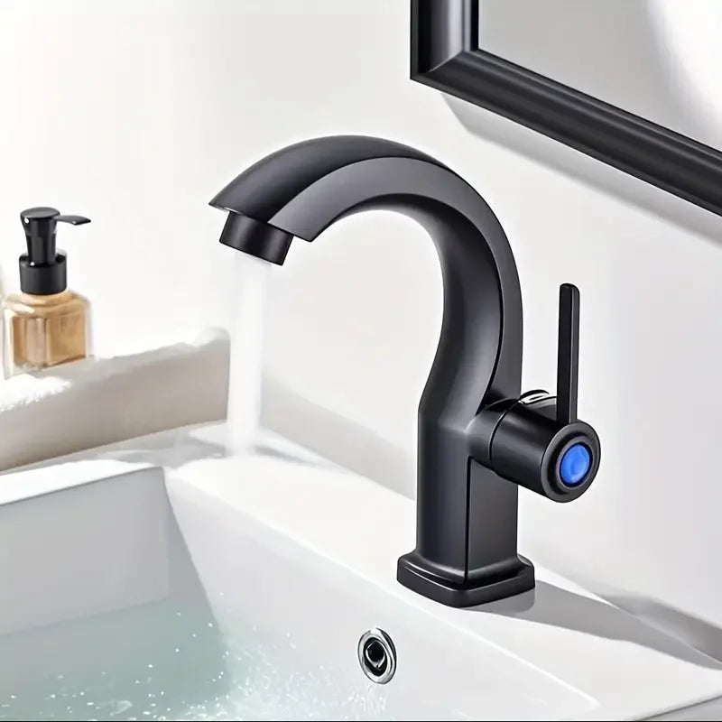 Matte Black Single Hole Bathroom Faucet with Side Spray