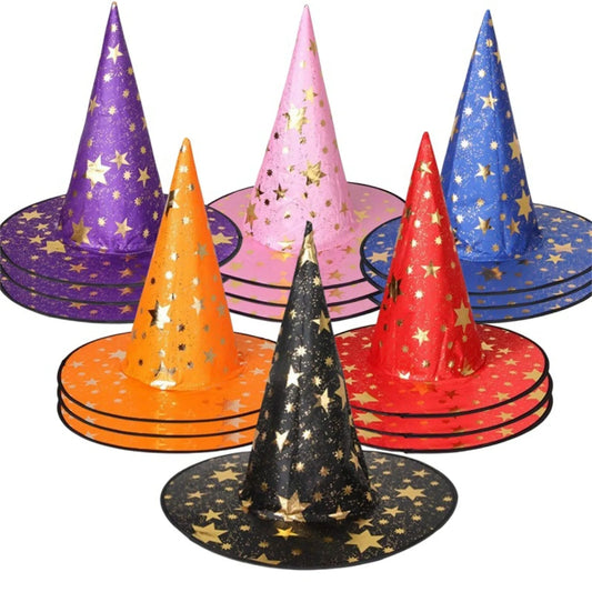 Halloween Hat Children Adult Masquerade Dress Up Magician Bronzing Wizard Pentagram Hat Halloween Party Witch Hat Favor Peaceful Pleasures Health and Wellness