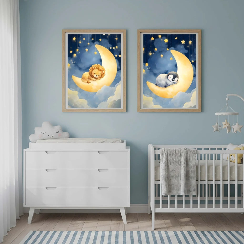 Nordic Animal Moon Canvas Print – Baby Nursery Wall Art Poster Nursery Canvas Print Peaceful Pleasures Health and Wellness