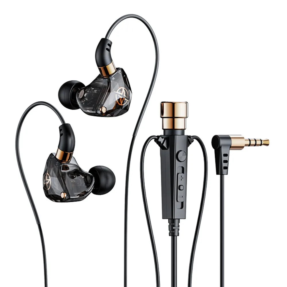 Dynamic Wired Earphone 3.5mm with Mic in Ear Earphones Noise Cancelling HiFi Stereo Wired Headset Phone/tablet/laptop Peaceful Pleasures Health and Wellness Black