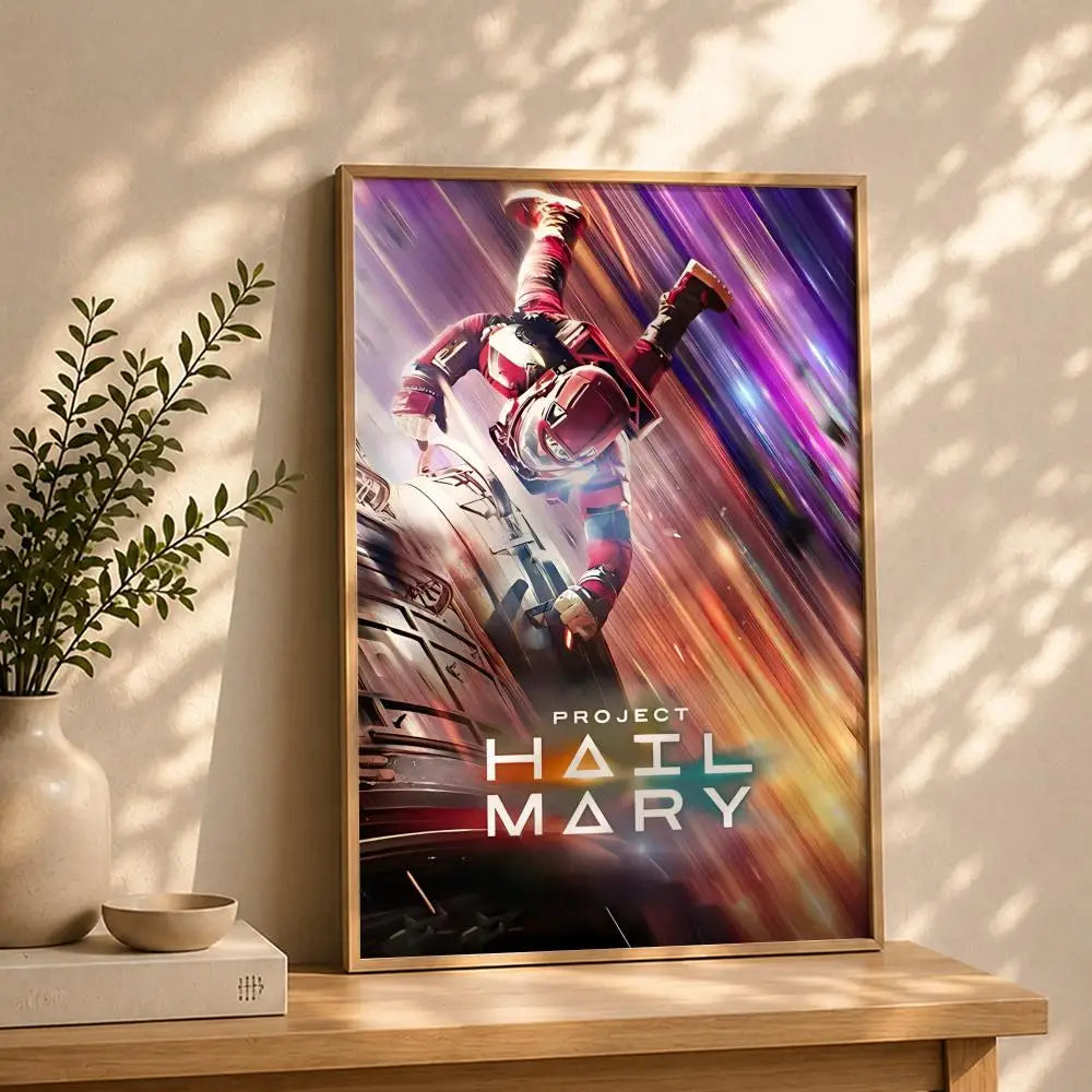 Movie-Project Hail Mary Poster HD Self Adhesive Waterproof Wall Art Ideal for Home Office Dorm Bedroom Great Gift Peaceful Pleasures Health and Wellness