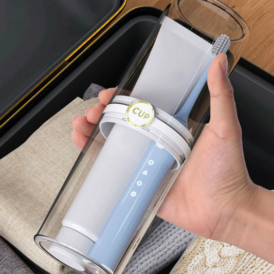 2-in-1 Travel Toothbrush Holder Cup 2-In-1 Wash Storage Transparent Design Suitable for School Outing Camping Peaceful Pleasures Health and Wellness