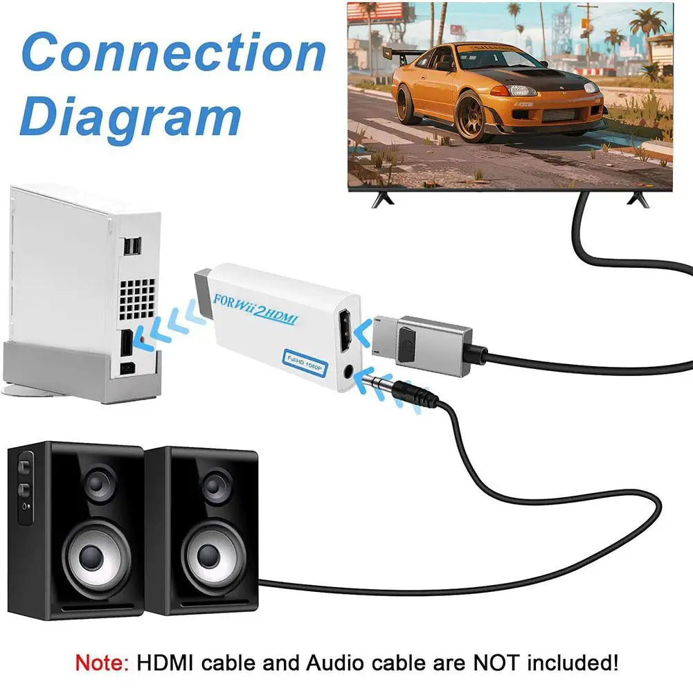 Wii to HDMI Adapter 1080p Full HD with 3.5mm Audio Jack