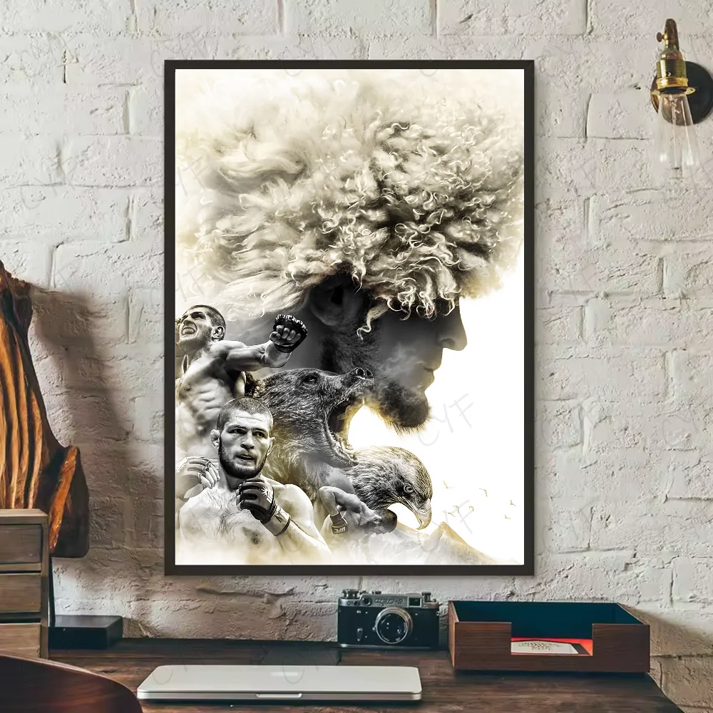 Khabib Nurmagomedov UFC Poster – HD Waterproof PVC Wall Art Sports Wall Poster Peaceful Pleasures Health and Wellness