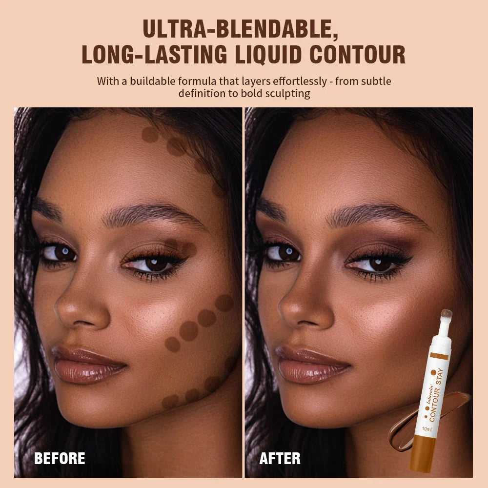 6-Shade Liquid Contour Bronzer – Waterproof Cream Concealer