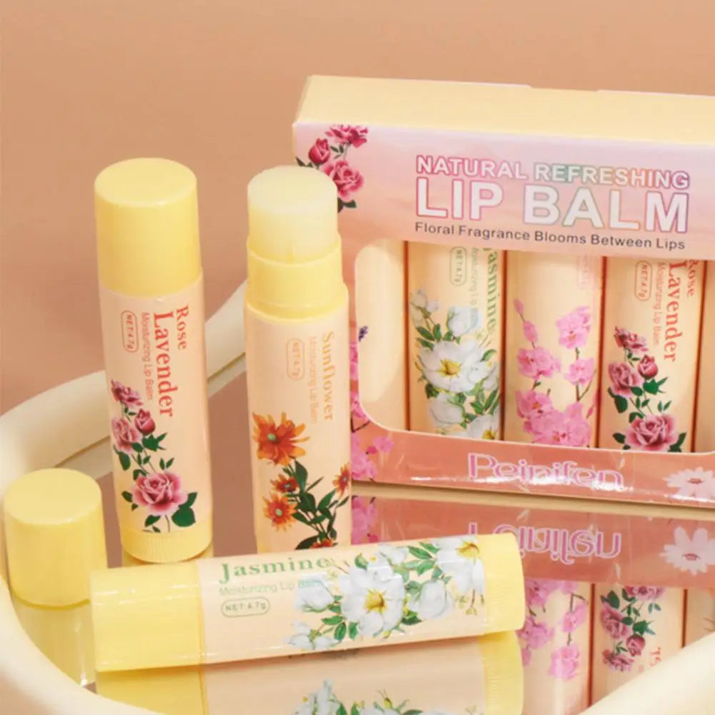 Eelhoe 5-Piece Flower Flavor Lip Balm Set – Hydrating & Nourishing