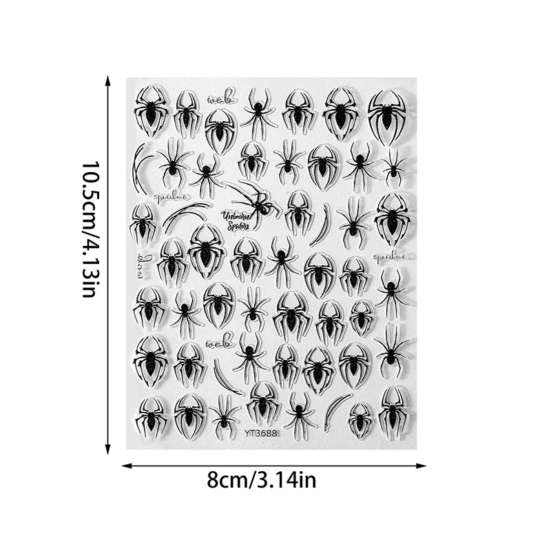 1 Sheet 3d Spider Self Adhesive Nail Art Stickers Spider Web Nail Art Decals For Manicure Decorations Peaceful Pleasures Health and Wellness