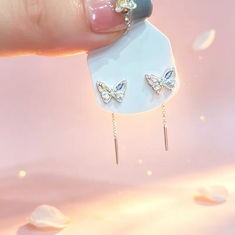 Butterfly Dangle Earrings | Hypoallergenic CZ Drop Earrings