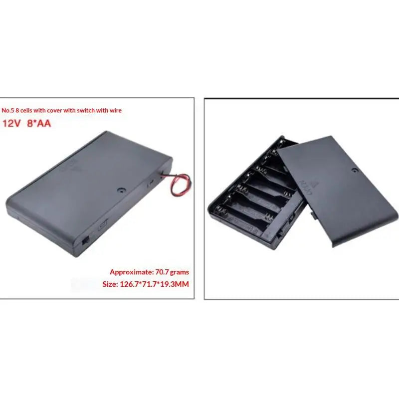 All Black AA Battery Holder Storage Case Box With Switch And Cover For AA Batteries Standard Container 1 2 3 4 6 Slots Peaceful Pleasures Health and Wellness AA 8 Slots 1pcs