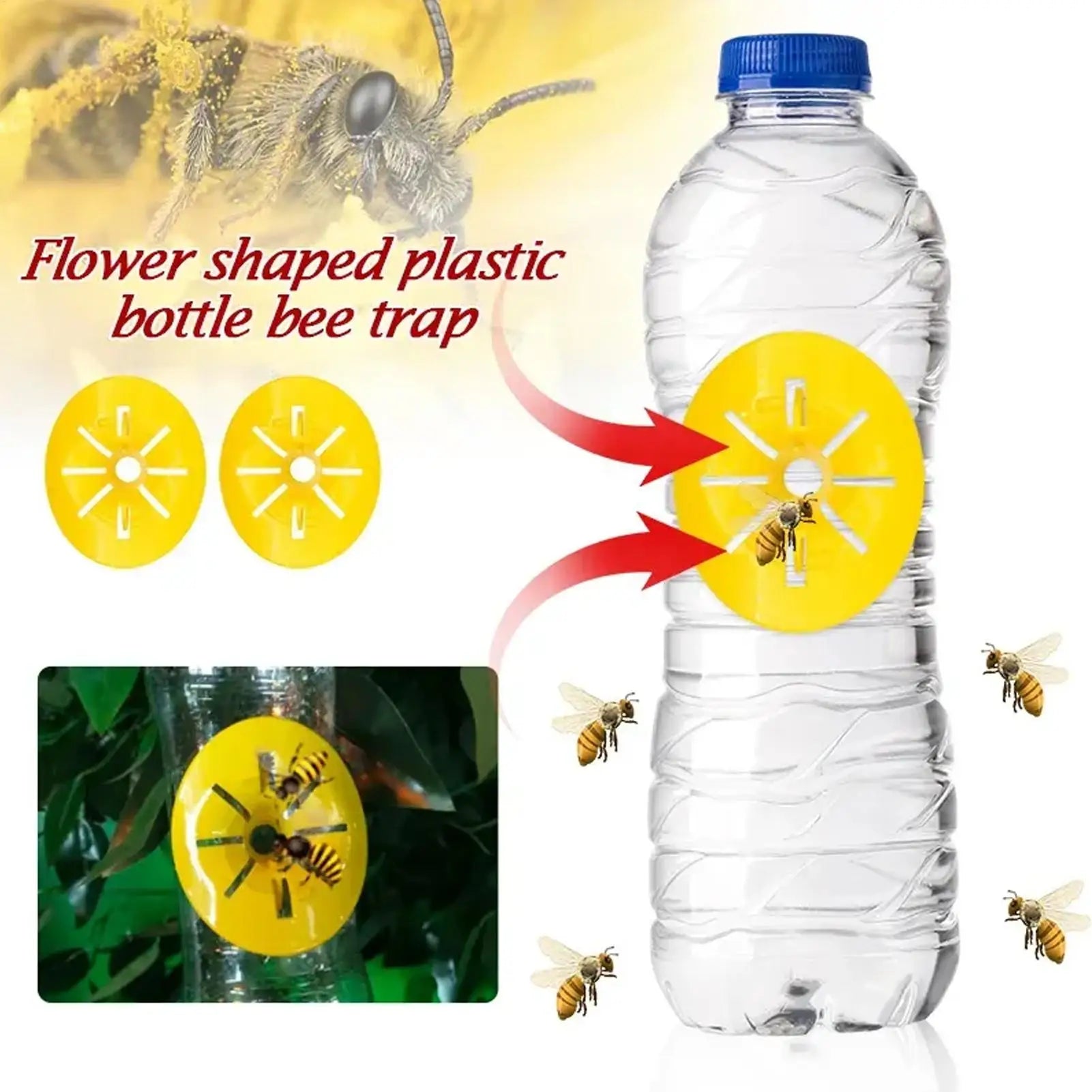 10Pcs Reusable Wasp Trap Insect Funnel Killer Flower Bee Hornet Catcher Plastic Bottle Wasp Traps Garden Pests Control Tool Peaceful Pleasures Health and Wellness