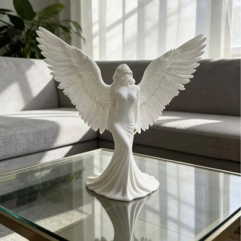 Pure White Angel Wings 3D Printed Goddess Decoration Ornament for Desk Office Home Meditation Gift Peaceful Pleasures Health and Wellness