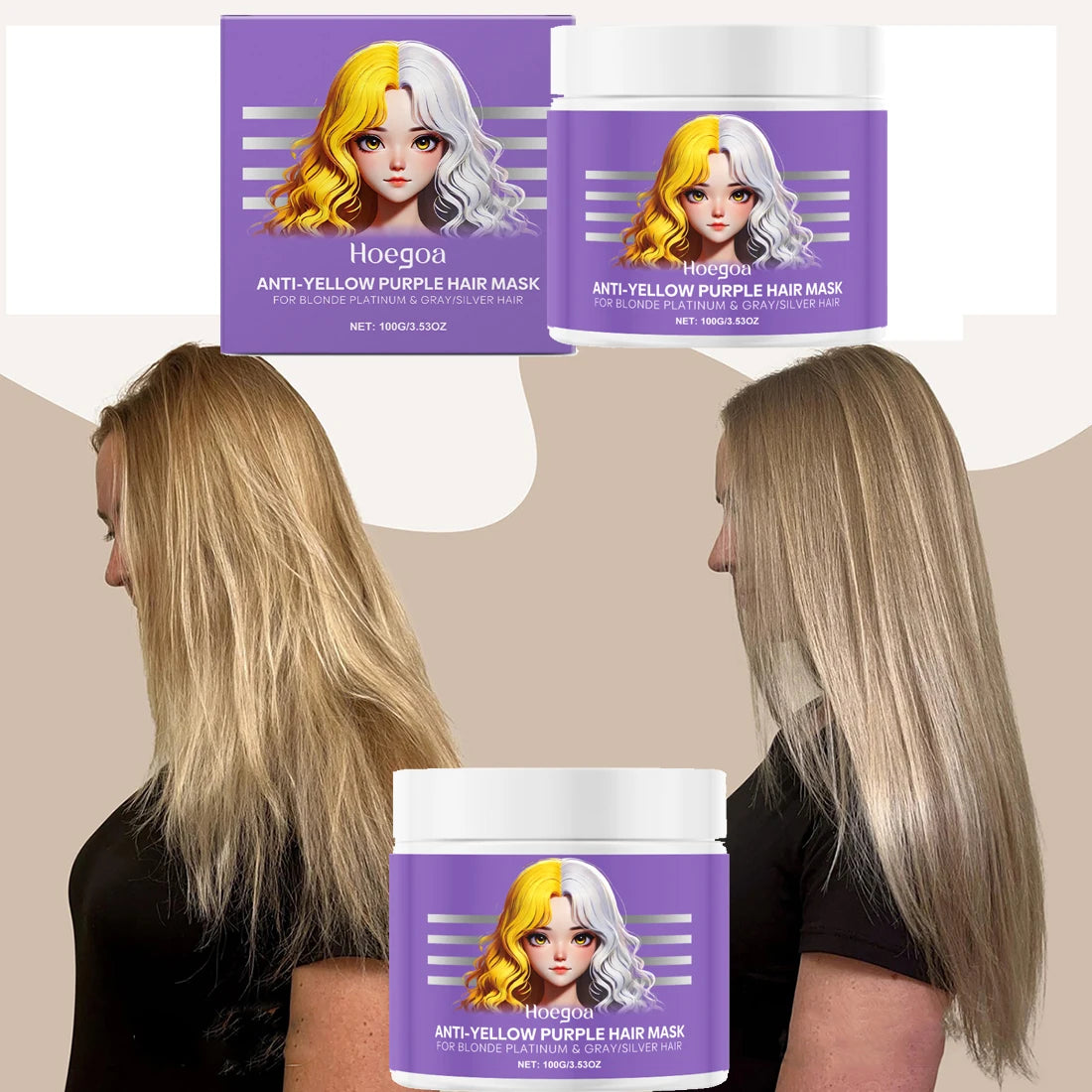 Purple Toning Hair Mask 100g – Anti-Yellow Keratin Deep Conditioner for Blonde, Silver & Gray Hair Peaceful Pleasures Health and Wellness 100g