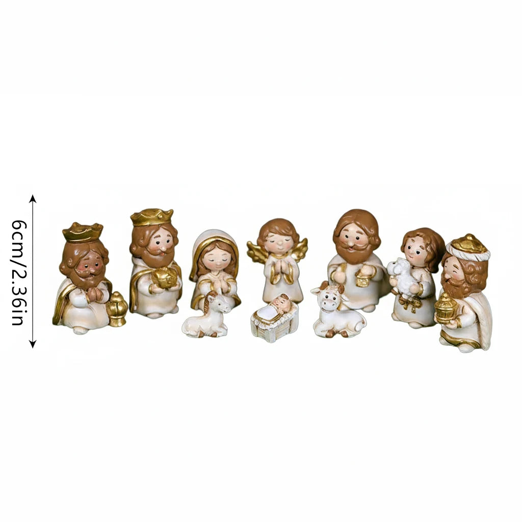 Christmas Manger Scene Figurine Set Cartoon Nativity Characters Decorative Ornament For Holiday Home Decoration And Gift Giving Peaceful Pleasures Health and Wellness