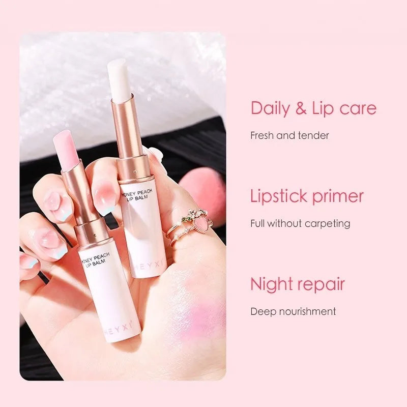 Honey Peach Lip Balm Color Change Lipstick Lips Plumper Moisturizing Hydrating Nourishing Lips Skin Care Peaceful Pleasures Health and Wellness
