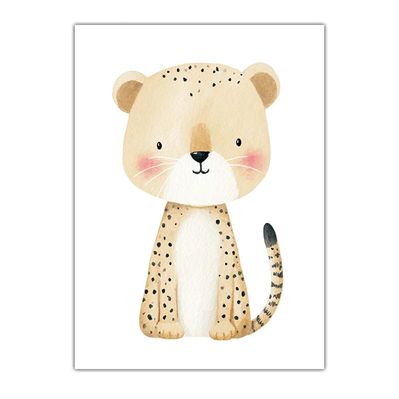 Nursery Wall Art, Cute Baby Cheetah Canvas Painting, Minimalist Animal Poster Print for Kids Boy Girl Bedroom Decor Peaceful Pleasures Health and Wellness 03 40x50cm No Frame China Mainland