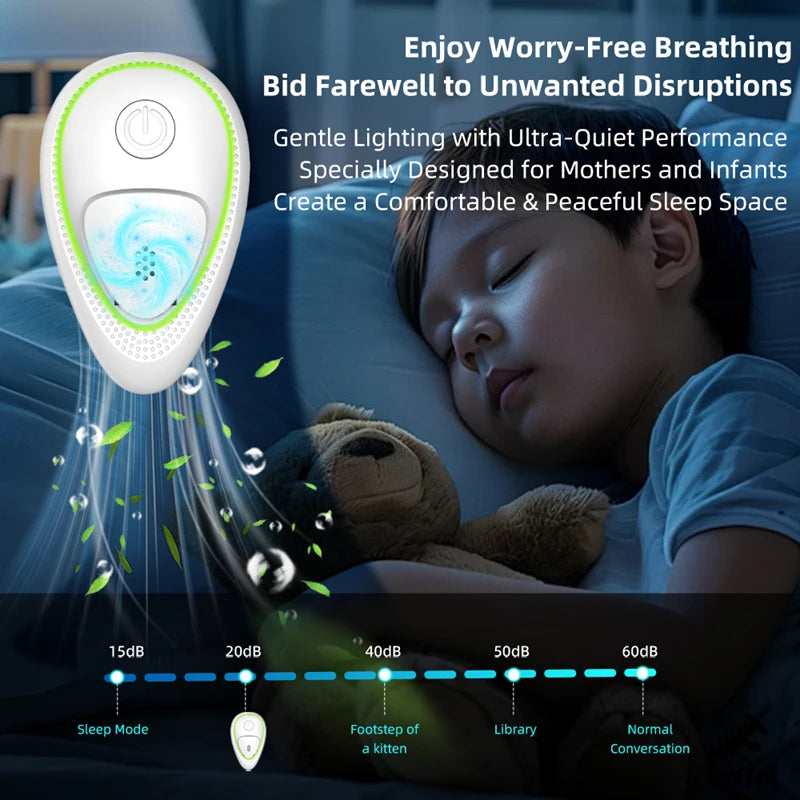 Negative Ion Air Purifier Household Quiet Operation Ionizer One-Button Activation Mini Air Cleaner Toilet Deodor Home Peaceful Pleasures Health and Wellness